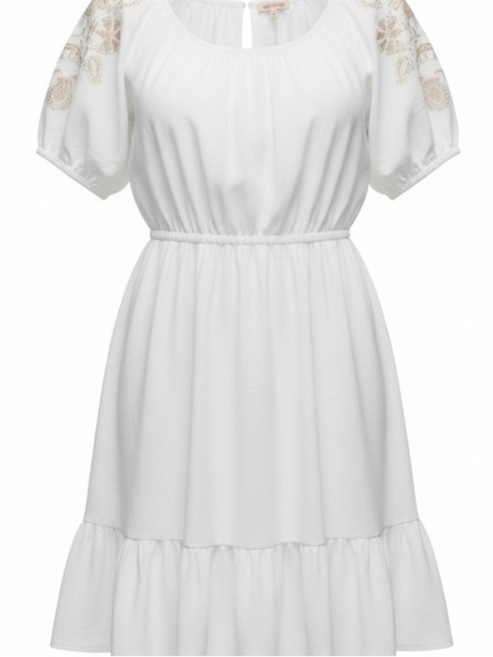 KNOX ROSE COTTON Dress Puff Sleeve Embroidered WHITE XXL - Picture 2 of 10
